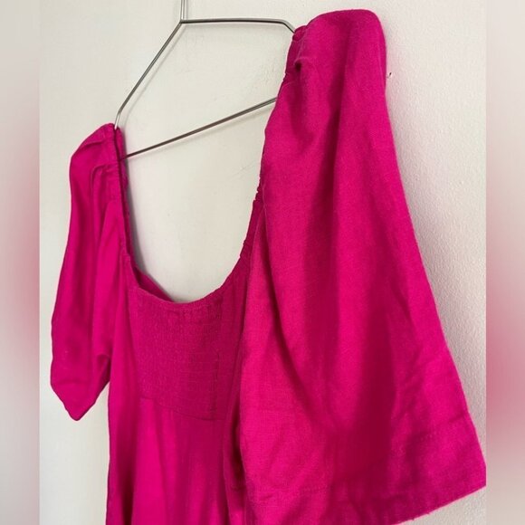 A New Day Women’s Pink Puffed Sleeve Linen Blend Dress - Picture 7 of 11